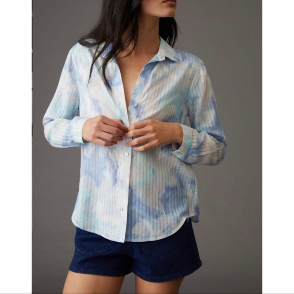 Cloth & Stone NWT multi colored blue blouse Small - Picture 11 of 11